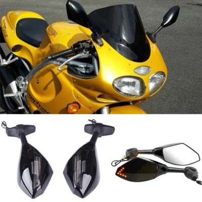 Motorcycle LED Turn Signals Side Mirrors For Triumph Daytona 675 955i MT Black - Image 1 of 4