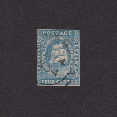BRITISH GUIANA 1854, SG# 19, CV £800, imperf, signed, cancellation '1854', Used Cover