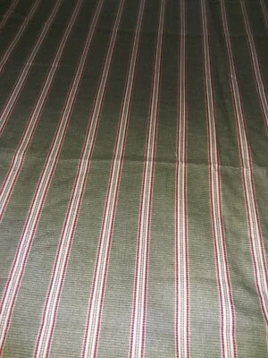 Waverly "Harvard Stripe" Striped  Green Cotton Fabric 3 yards 12" x 40" W - Image 1 of 4