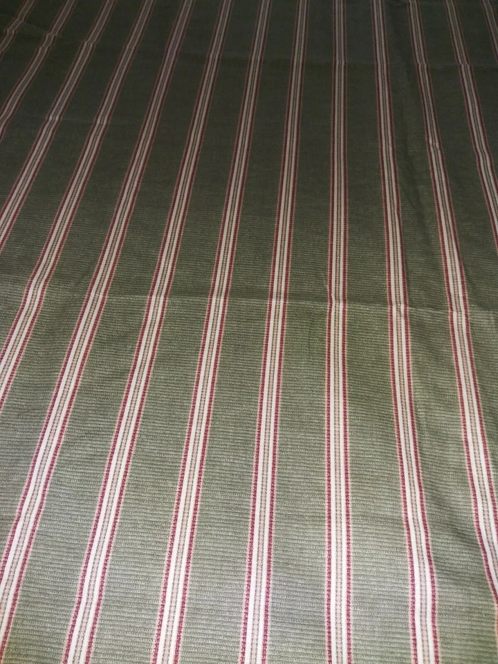 Waverly "Harvard Stripe" Ticking Stripe Green Cotton Fabric 2 yards 31" x 35" W - Image 1 of 4