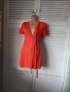 Nasty Gal Collection Orange Waist Tie Casual Dress Size 8 - Picture 1 of 7
