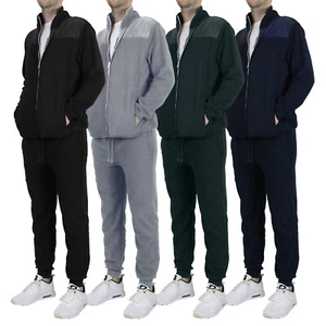 Men's Polar Fleece Jacket & Joggers Pant Set with pocket for Jogging Gym Sports - Picture 1 of 8