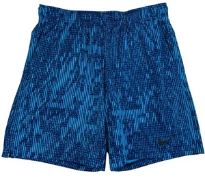 Nike Big Boys Dri-Fit Printed Training Shorts Blue Size Large - Picture 1 of 7