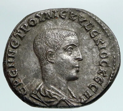 HERENNIUS ETRUSCUS Authentic Ancient 251AD OLD Silver Roman Coin EAGLE i90852 - Image 1 of 3