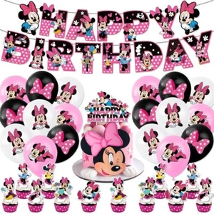 Minnie Mouse Happy Birthday Banner + Balloons + Cake Toppers Party Decor Set|) - Bild 1 von 7