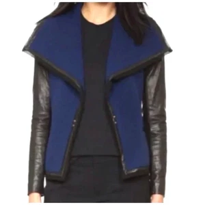 VINCE Wool-Blend Jacket w/ Lambskin Leather Sleeves & Trim NWOT/sz 8 - Picture 1 of 14