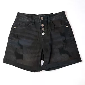 Nuovo con etichette Justice nero denim cotone davanti invecchiato orlo con polsini bottoni mosca taglia 12 - Foto 1 di 2