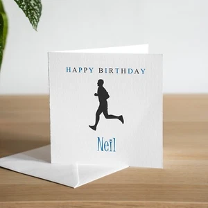 Personalised Handmade Runner Birthday Card For Him Dad Husband Son Jogger Sports - Picture 1 of 3