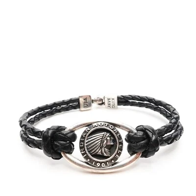 King Baby Studio Double Breaded Bracelet With Indian Icon Hook Clasp Silver .925 - Image 1 of 4