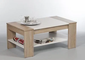 Couchtisch Wohnzimmertisch Sofatisch Beistelltisch FINLEY Sonoma Eiche Weiß - Bild 1 von 1
