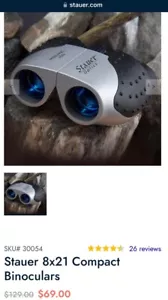 Stauer $69 Optics-Compact Binoculars w/Travel Case W/ Book Bird & Whale Watching - Picture 1 of 6