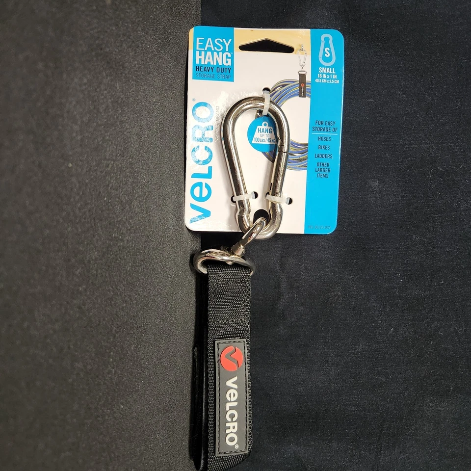 VELCRO BRAND Easy Hang Strap With Heavy Duty Carabiner Small 16in X 1in 100lbs