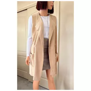 Barefoot Dreams CozyChic Ultra Lite Cascading Vest - Warm Beige - Size XS *NEW* - Picture 1 of 3