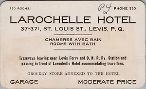 1930er Larochelle Hotel Levis, Quebec, Kanada Werbung Visitenkarte - Bild 1 von 2