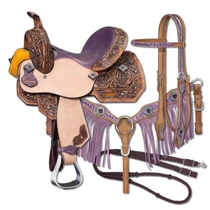 Western Horse Saddle Leather Barrel Racing Premium Equestrian Tack Size 15". - Picture 1 of 2