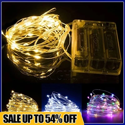Fairy String Lights Micro Rice Wire Xmas Party Light 20-100LED Battery Operated - Image 1 of 4