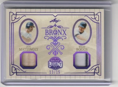 Juego Leaf Bronx Legacy 2025 reliquia usada Don Mattingly y Wade Boggs/15 Yankees Foto 1 de 2