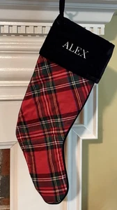Petite Plume IMPERIAL TARTAN rot kariert 19" Weihnachtsstrumpf: Monogramm Alex - Bild 1 von 12