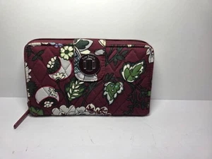 Vera Bradley Turnlock Geldbörse in Bordeaux Blüten RFID Maroon Floral  - Bild 1 von 5