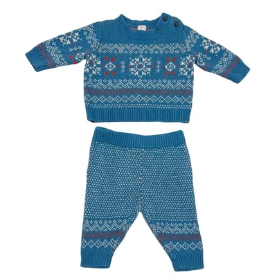 Conjunto de suéter y pantalón tejido Nordstrom Baby Fair Isle azul, 6 meses, unisex invierno Foto 1 de 4