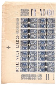 Pacchi Postali Cent. 10 "Fregio" n. 49 blocco di venti varietà - Picture 1 of 1