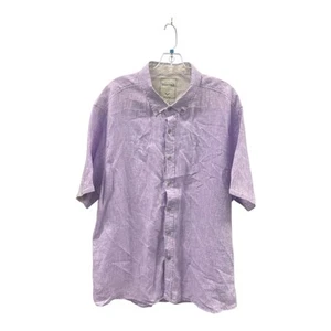 Report Collection Heritage XXL Casual Button Up Shirt Purple Linen Short Sleeve - Picture 1 of 3