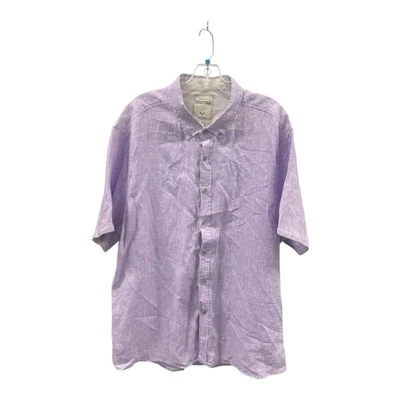 Report Collection Heritage XXL Casual Button Up Shirt Purple Linen Short Sleeve - Image 1 of 3