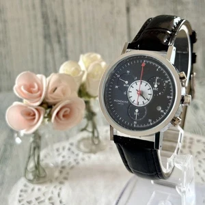 Battery Replaced Mondaine Watch Chronograph Black - Picture 1 of 4