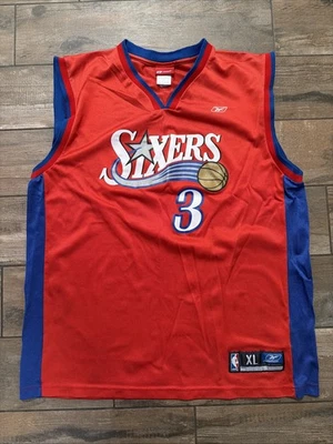 Camiseta deportiva vintage Y2K Sixers Allen Iverson #3 Reebok para hombre talla XL roja 76ers NBA Foto 1 de 4