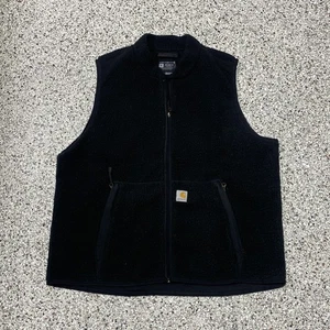 Men’s Carhartt Textured Fleece Vest Size XL Full Zip Black Jacket Work OV4995-M - Picture 1 of 5