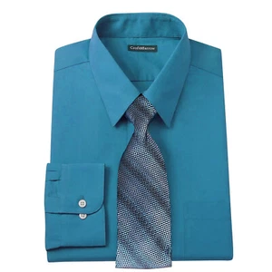 New Croft & Barrow Men Point Collar Dress Shirt Hand Crafted Tie Gift Box Set - Picture 1 of 6