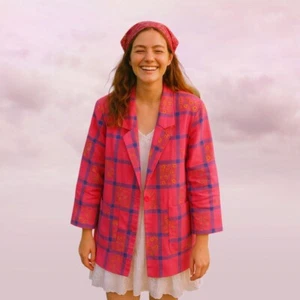 Vintage 80s/90s Peter Austin Hot Pink Floral Cottagecore Blazer | AU 10 US 6 - Picture 1 of 6