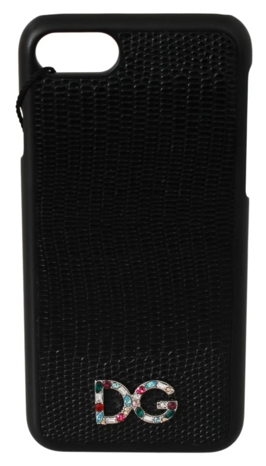 Funda Teléfono DOLCE & GABBANA Patrón Cuero Negro Cristal Logo iPhone 8 PVP $250 Foto 1 de 4