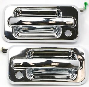 Pair Front LH & RH (RH w/Keyhole) Exterior Door Handle Chrome for Hummer H2