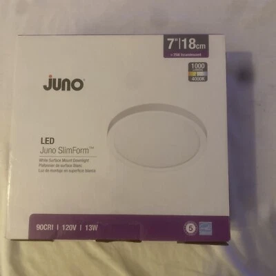 Juno Lighting LED 圆形,7 英寸超薄吸顶灯白色 1000 流明 — 第 1/4 张图片