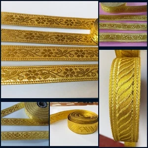 10m/1m Borte Spitze elegante Nichtelastisch 2,5cm Gold C66A - Bild 1 von 6