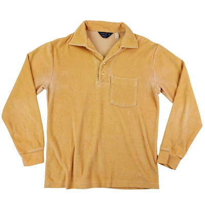 Camisa Polo Vintage Terciopelo Hombres Mediana Años 70 Manga Larga JCPenney Bronceado Terciopelo Disco Foto 1 de 4