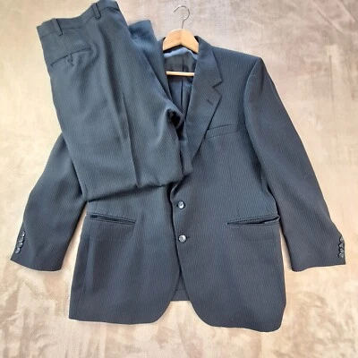 Calvin Klein For Men Suit Men's 46R Blue Pinstripe Single Breasted Vented - Image 1 of 4