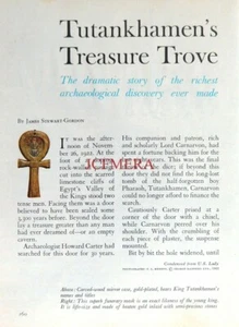 'TUTANKHAMEN'S Treasure Trove' - Original 1965 Magazine Cutting - Picture 1 of 1