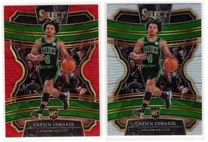 2x  CARSEN EDWARDS RC Lot ▪ 2019-20 Select  RED WAVE & SILVER Prizm #18  Tmall