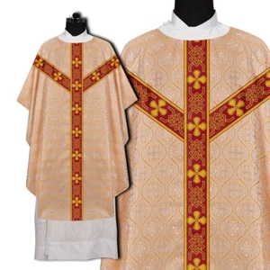 Liturgical Gothic Chasuble with Decorative Orphrey & Matching Priest Stole - Picture 1 of 8