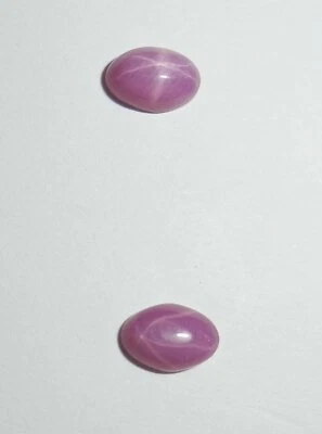 Opaque Star Ruby Oval 6x4 mm Cabochon 6 Rayed Lab-created Stone 2 piece Lot - Image 1 of 4