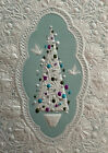 60s Hallmark Lace Topiary Tree Ornament Dove Silhouettes Vtg Christmas Card USED