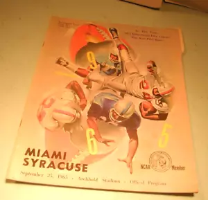 Programma calcio Syracuse vs Miami 1965 Floyd Little #44 - Foto 1 di 2