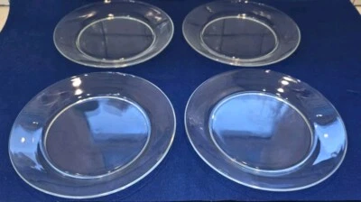 Juego de 4 platos de ensalada de vidrio transparente Duralex vintage de 9 pulgadas hechos en Francia en muy buena condición Foto 1 de 4