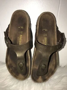 Birkenstock Gizeh Zehenstegsandalen Metallic Flip Flop Schuhe Größe 33 Mädchen US 2 - Bild 1 von 12