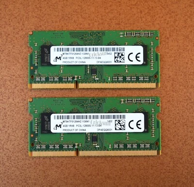 (8GB Total) Micron 4GB 2pk Laptop Ram 1Rx8 PC3L-12800S SO-DIMM Memory Modules  - Image 1 of 3