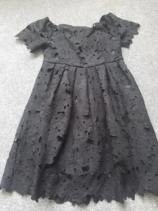 Boohoo Dress Black Floral Design Size 16 - Picture 1 of 12