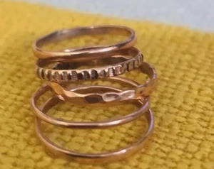 Solid Pure Copper Minimalist Healing Ring, Handmade Unisex, Set of 5 Assorted - Picture 1 of 4