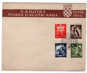 NDH CROATIA GERMAN PUPPET STATE LABOUR SERVICE B65-B68 RARE PERF 14½ LOVELY FDC - Picture 1 of 1